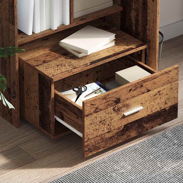vidaXL Drawer Cabinet with Wheel Old Wood 55 x 45 x 31 cm