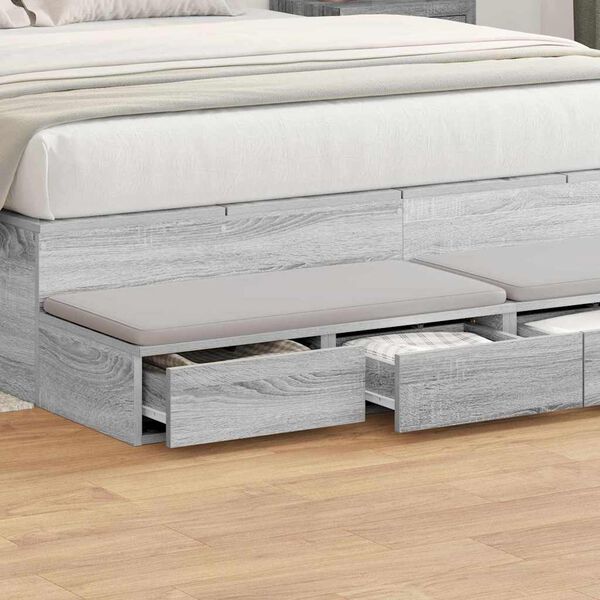 vidaXL Bed Drawers Grey Sonoma 150 x 36.5 x 16.5 cm Engineered Wood