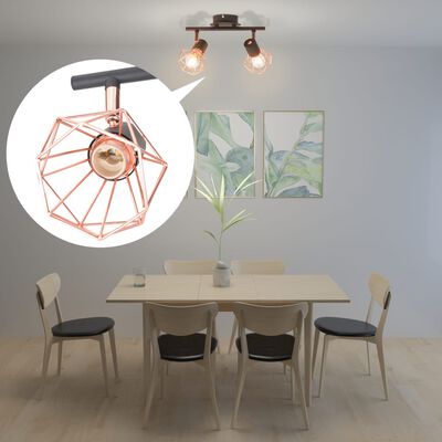 vidaXL Ceiling Lamp with 2 Spotlights E14 Black and Copper