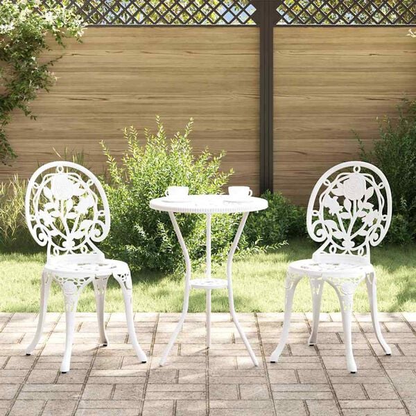 vidaXL Garden Bistro Set 3 pcs White Aluminium