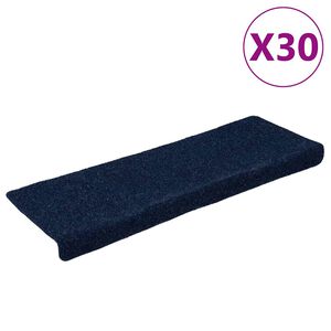 vidaXL Stair Mats Self-adhesive 30 pcs 65x21x4 cm Navy Rectangular Edge