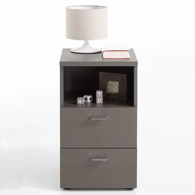FMD Bedside Cabinet with 2 Drawers and Open Shelf Lava Grey