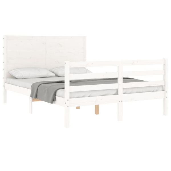 vidaXL Bed Frame without Mattress White 140x190 cm Solid Wood