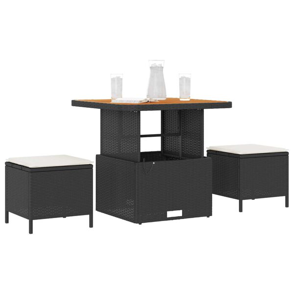 vidaXL Garden Dining Set Black Poly Rattan