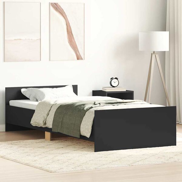 vidaXL Bed Frame without Mattress Black 90x190 cm Single Engineered Wood