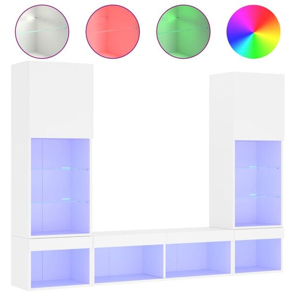 vidaXL 5 Piece TV Wall Units with LED White Engineered Wood