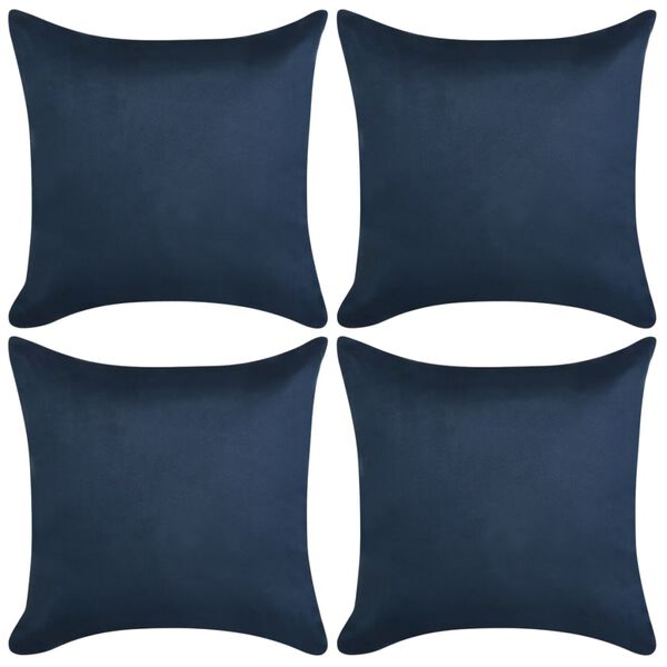 vidaXL Cushion Covers 4 pcs 80x80 cm Polyester Faux Suede Navy