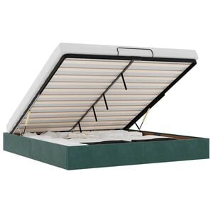 vidaXL Ottoman Bed Frame No Mattress Dark Green 200x200 cm Velvet