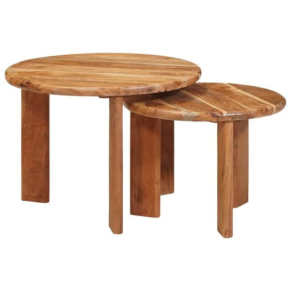 vidaXL Nesting Coffee Tables 2 pcs Brown Solid Acacia Wood