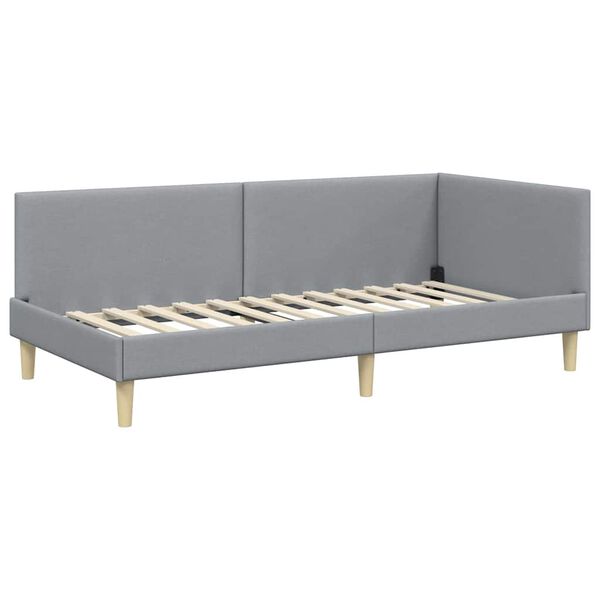 vidaXL Corner Bed Frame Light Grey 80 cm x 200 cm Velvet