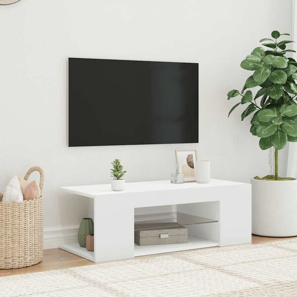 vidaXL TV Cabinet with LED Lights White 90x39x30 cm