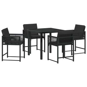 vidaXL Garden Dining Set 5 pcs Black Poly Rattan