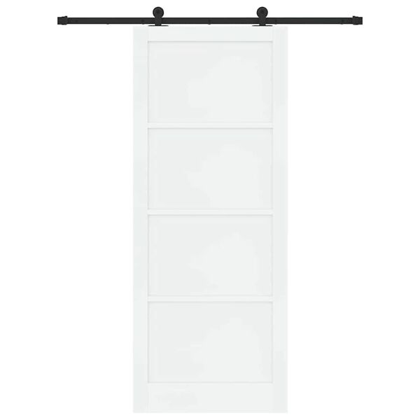 vidaXL Sliding Door White and Black 93 x 232 cm Solid Pine Wood