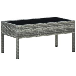 vidaXL Garden Table Grey 75x40x37 cm Poly Rattan