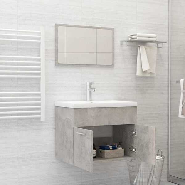 vidaXL 2 Piece Bathroom Furniture Set Concrete Grey Engineered Wood