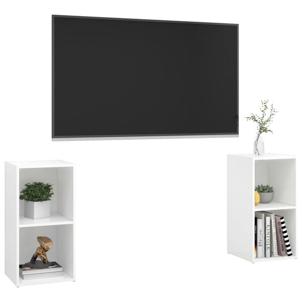 vidaXL TV Cabinets 2 pcs High Gloss White 72x35x36.5 cm Engineered Wood