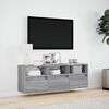 vidaXL TV Wall Cabinet with LED Lights Grey Sonoma 130x31x45 cm