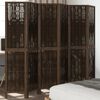 vidaXL Room Divider 6 Panels Dark Brown Solid Wood Paulownia