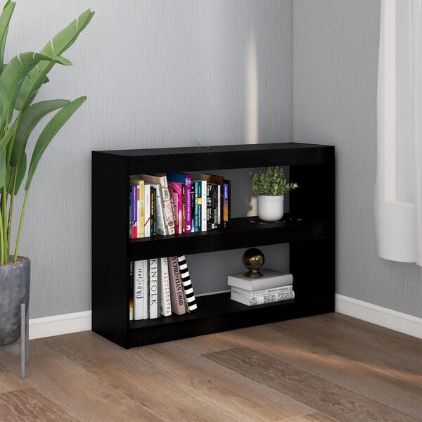 vidaXL Book Cabinet Room Divider Black 100x30x71.5 cm Pinewood