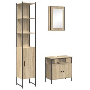 vidaXL Bathroom Furniture Set 3 pcs Sonoma Oak Engineered Wood