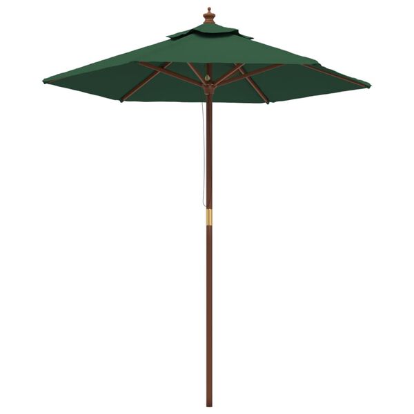 vidaXL Garden Parasol with Wooden Pole Green 196x231 cm