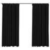 vidaXL Linen-Look Blackout Curtains with Hooks 2 pcs Anthracite 140x175 cm