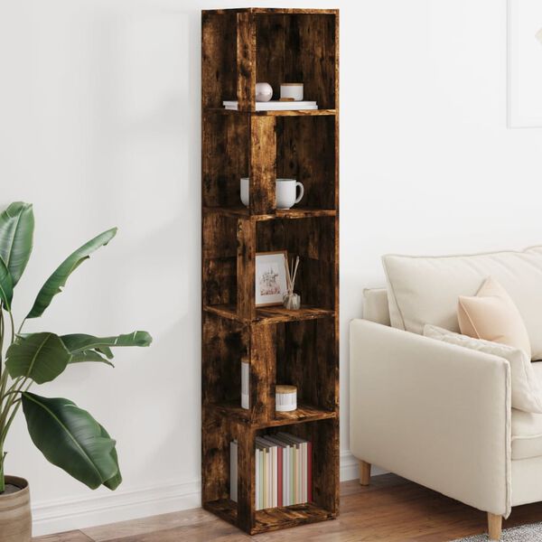 vidaXL Corner Cabinet Smoked Oak 33x33x164.5 cm Engineered Wood