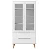 vidaXL Vitrine Cabinet MOLDE White 90x35x175 cm Solid Wood Pine