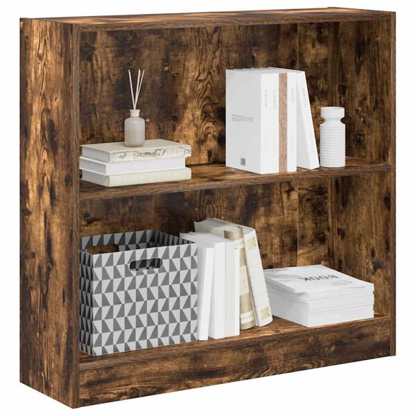 vidaXL Bookcase Smoked Oak 80x24x76 cm Engineered Wood