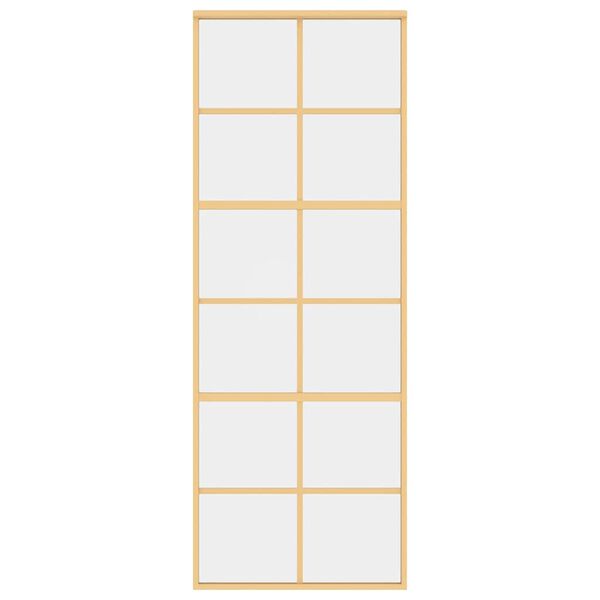 vidaXL Sliding Door Gold 76x205 cm Clear ESG Glass and Aluminium