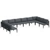 vidaXL Garden Sofa Set with Cushion 10 pcs Black Steel