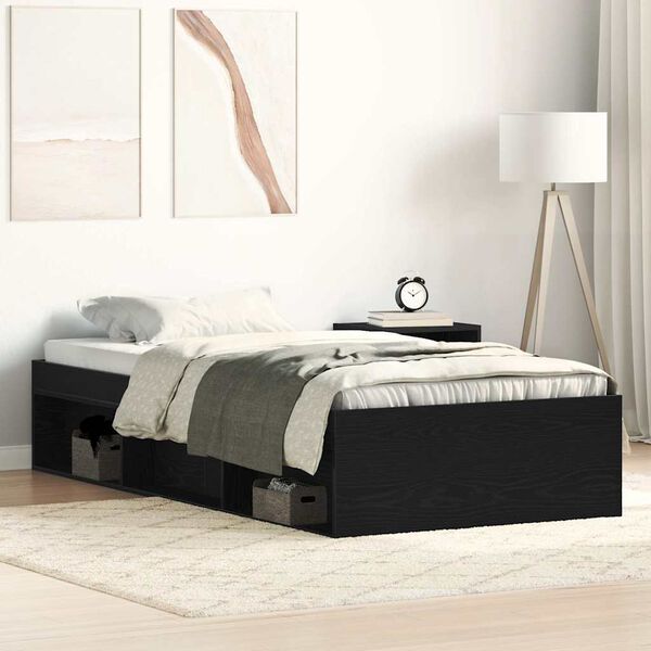 vidaXL Bed Frame without Mattress Black Oak 100x200 cm Engineered Wood