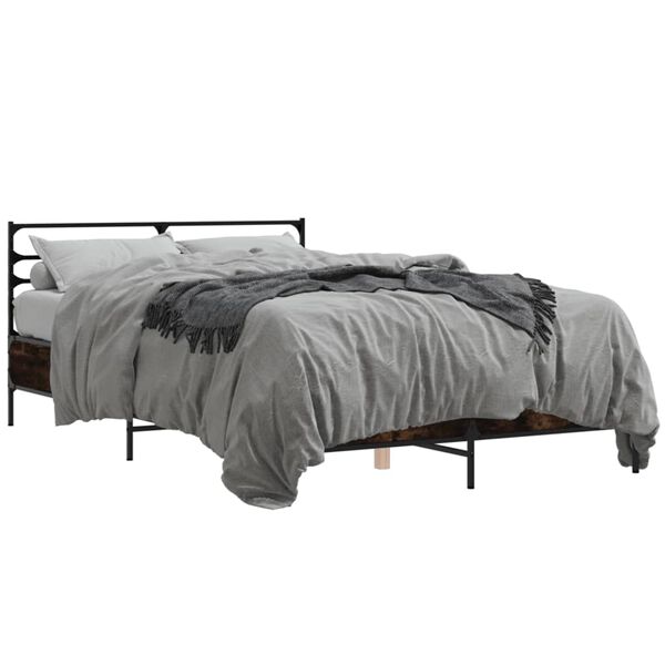 vidaXL Bed Frame without Mattress Smoked Oak 140x190 cm