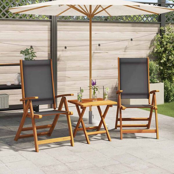 vidaXL Folding Garden Chairs 2 pcs Solid Acacia Wood and Textilene
