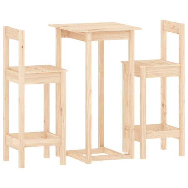 vidaXL 3 Piece Bar Set Solid Wood Pine