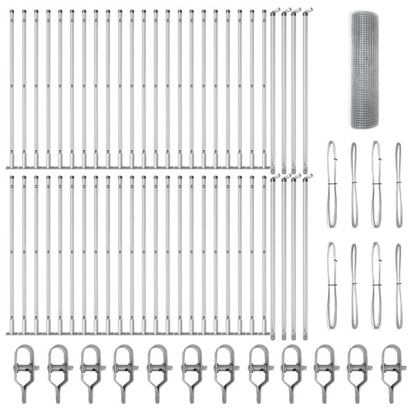 vidaXL Fence Post Silver 100 x 1 m (19 x 19 mm mesh) Steel