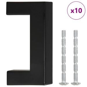 vidaXL Cabinet Handles 10 pcs Black 64 mm Stainless Steel