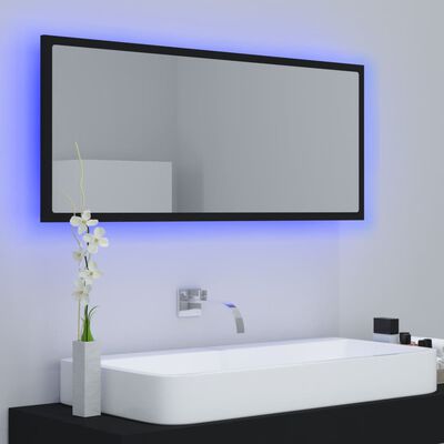 vidaXL LED Bathroom Mirror Black 100x8.5x37 cm Acrylic