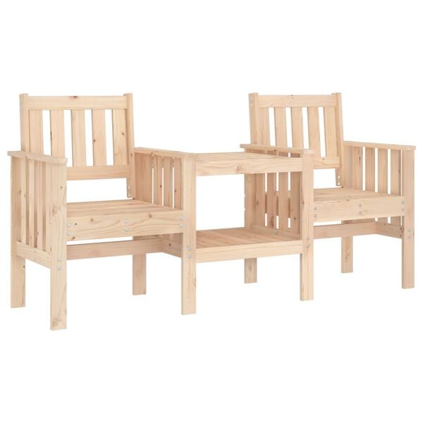 vidaXL Garden Bench with Table 2-Seater Solid Wood Pine