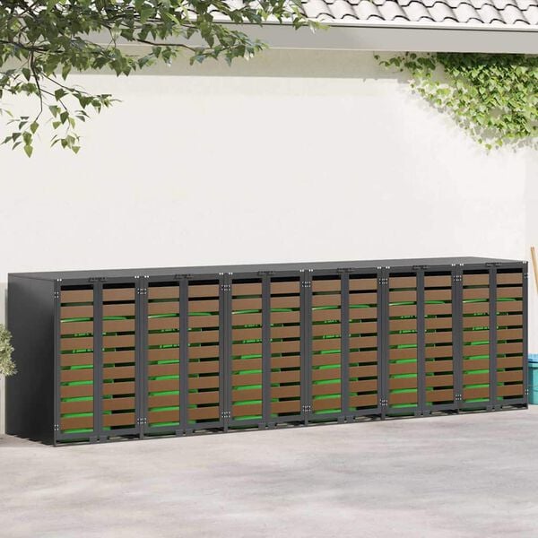 vidaXL Wheelie Bin Storage for 6 Bins Anthracite 408 x 77.5 x 115.5 cm