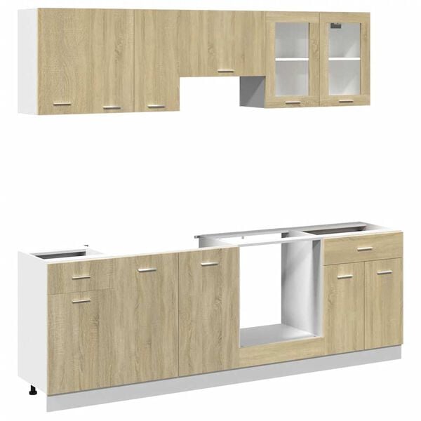 vidaXL 8 Piece Kitchen Cabinet Set Lyon Sonoma Oak Engineered Wood