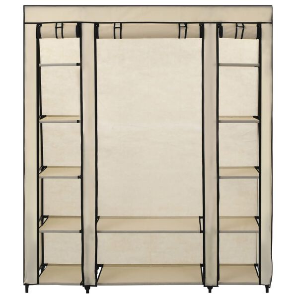 vidaXL Wardrobe with Compartments and Rods Cream 150x45x176 cm Fabric