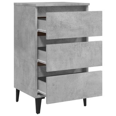 vidaXL Bed Cabinet with Metal Legs 2 pcs Concrete Grey 40x35x69 cm