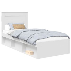 vidaXL Bed Frame with Mattress White 75 x 190 cm Solid Pine Wood
