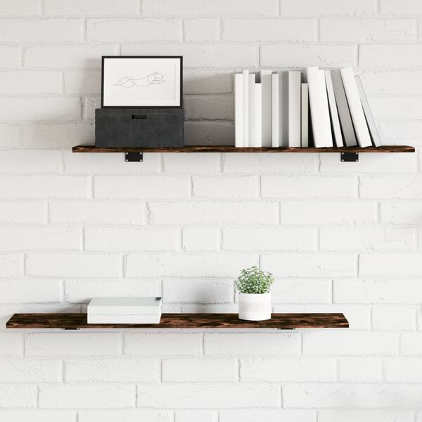 vidaXL Wall Shelves 4 pcs Smoked Oak 100x20x1.5 cm Engineered Wood