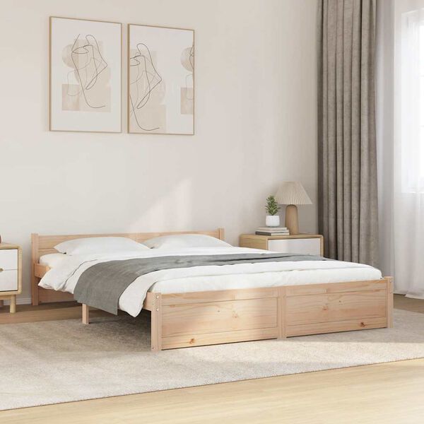 vidaXL Bed Frame without Mattress Solid Wood 150x200 cm King Size King Size