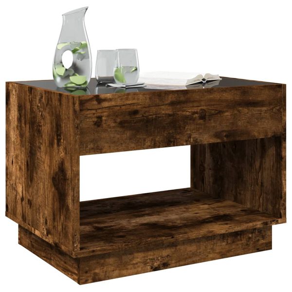 vidaXL Coffee Table with Infinity LED Smoked Oak 70x50x50 cm
