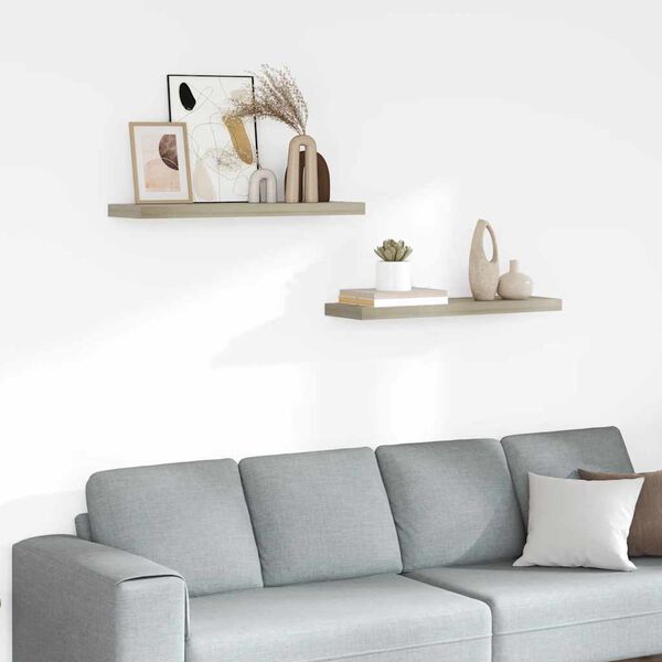 vidaXL Floating Wall Shelves 2 pcs Oak 80x23.5x3.8 cm MDF