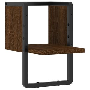 vidaXL Wall Shelf with Bar Brown Oak 20x25x30 cm
