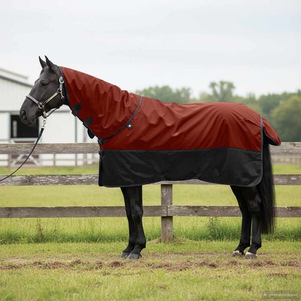 vidaXL Horse Blanket Bordeaux and Black 135 cm Polyester